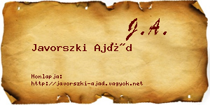 Javorszki Ajád névjegykártya